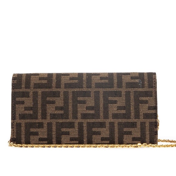 ‼️ONE LEFT! New Fendi FF Baguette Jacquard Wallet On Chain - Picture 2 of 4